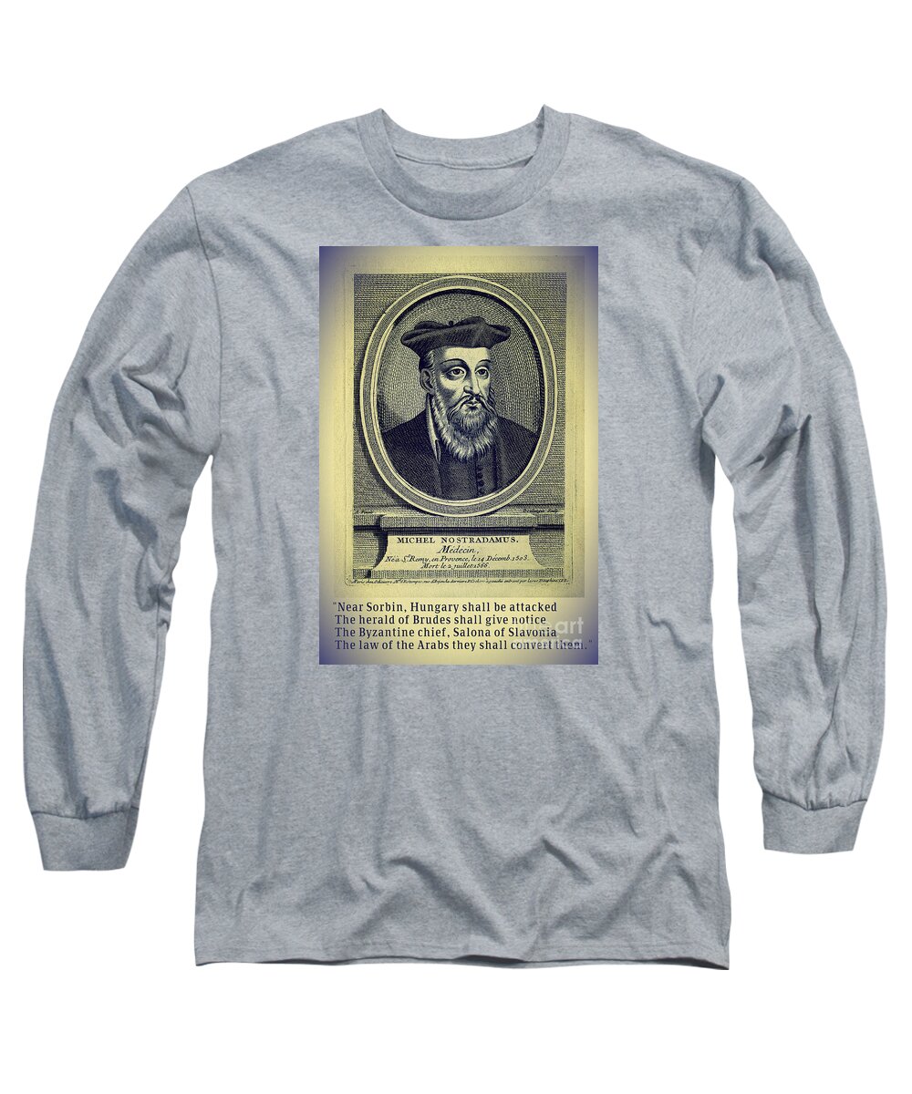 Nostradamus Long Sleeve T-Shirt featuring the digital art Predictions of Nostradamus 4 by Binka Kirova