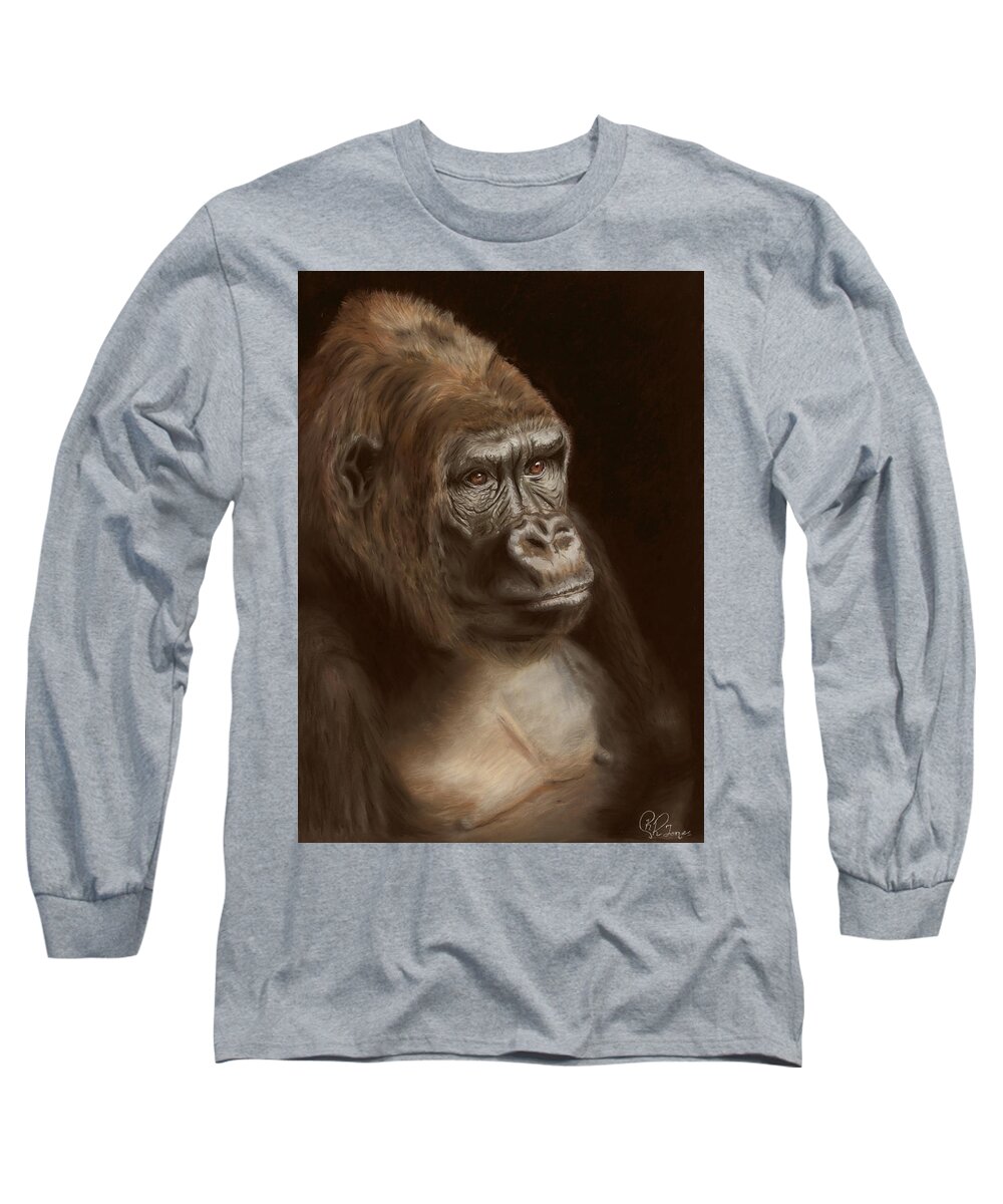 Gorilla Long Sleeve T-Shirt featuring the pastel Primal by Kirsty Rebecca