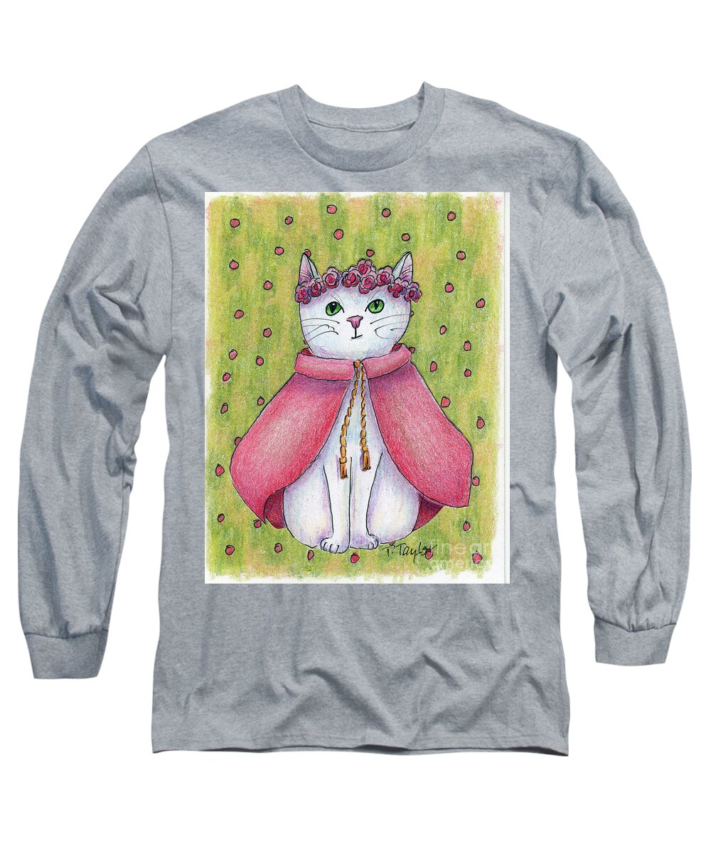 Cat Long Sleeve T-Shirt featuring the drawing Princess by Terry Taylor