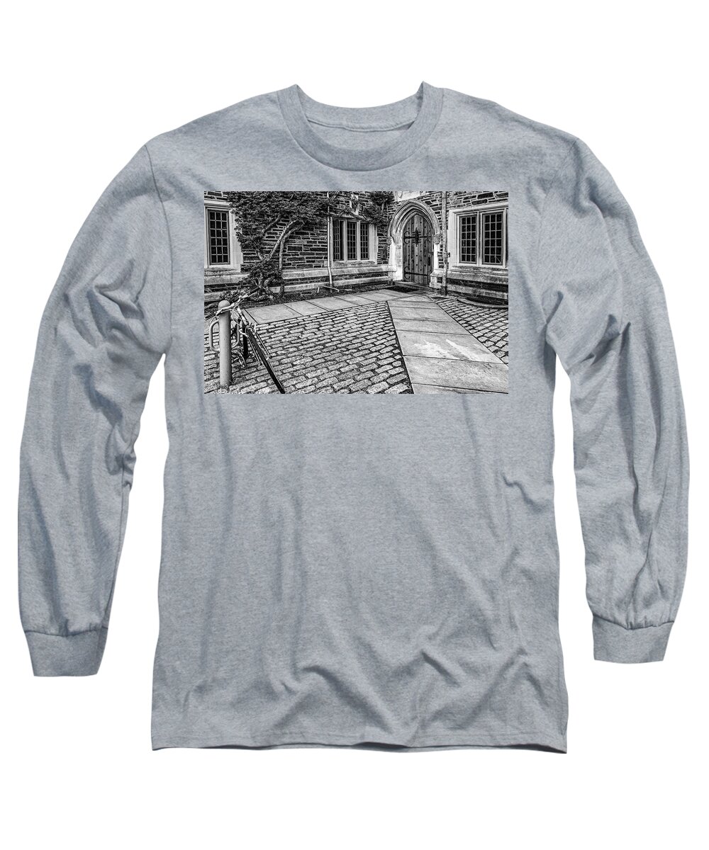 Princeton University Long Sleeve T-Shirt featuring the photograph Princeton University Foulke Hall BW by Susan Candelario