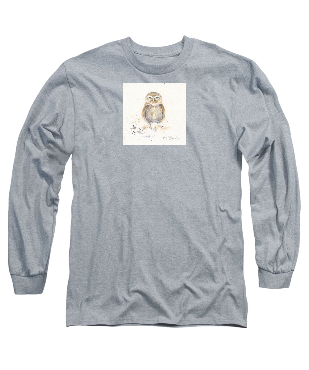 Bird Long Sleeve T-Shirt featuring the painting Puck - Little Owl by Marsha Karle