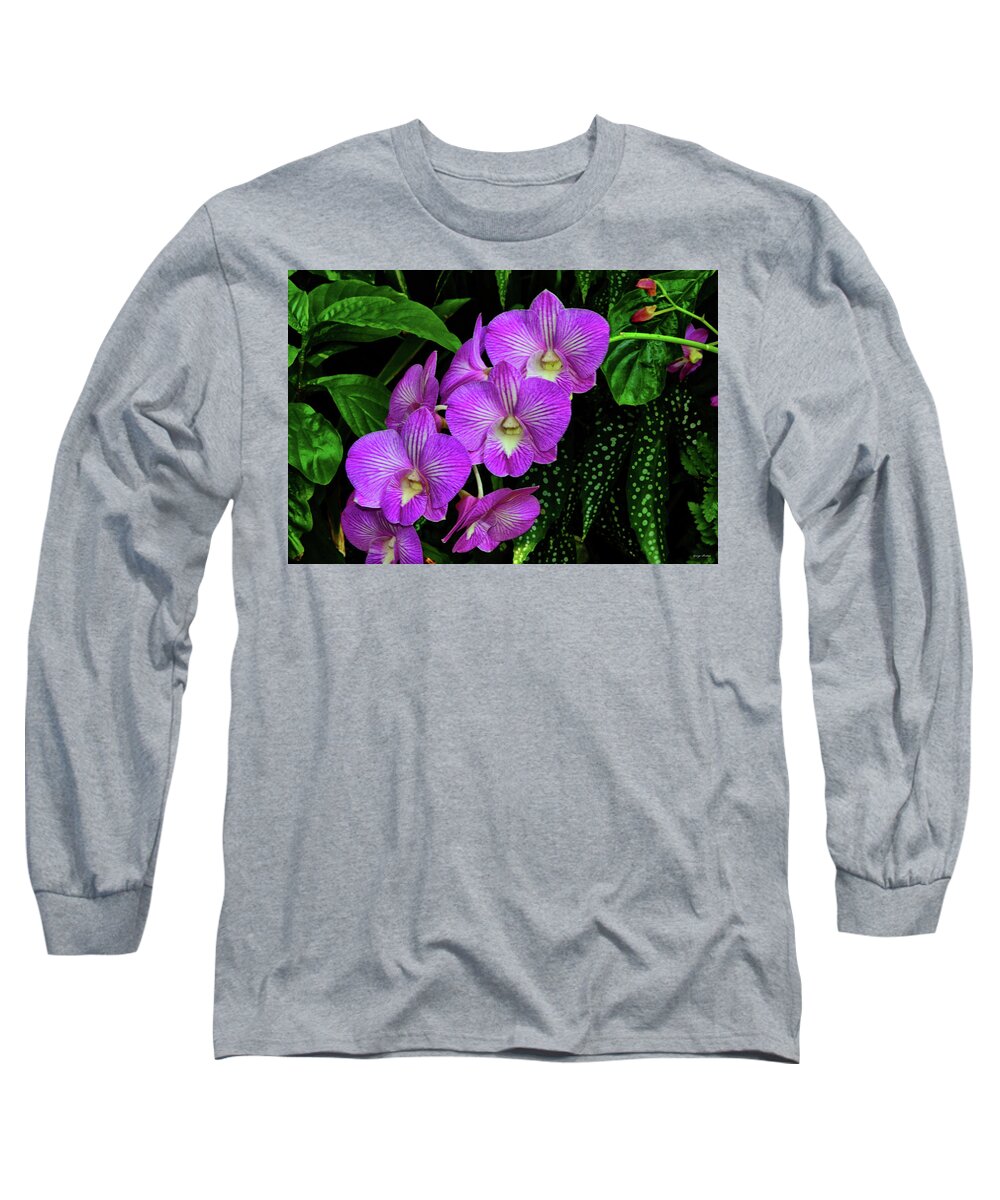 Purple Long Sleeve T-Shirt featuring the photograph Purple Orchids 008 by George Bostian