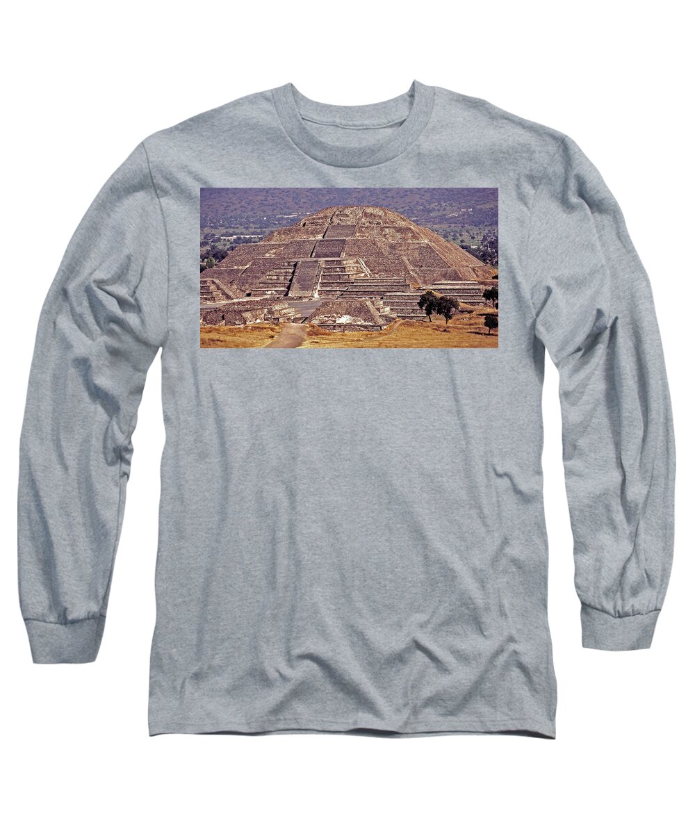 Central America Long Sleeve T-Shirt featuring the photograph Pyramid of the Sun - Teotihuacan by Juergen Weiss
