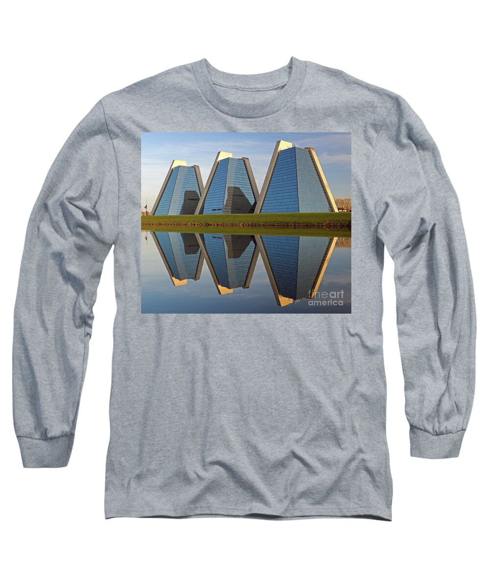 Pyramids Long Sleeve T-Shirt featuring the photograph Pyramid Reflections by Steve Gass