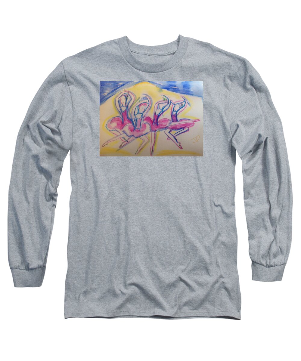 Dance Long Sleeve T-Shirt featuring the painting Quaint Quadrille by Judith Desrosiers