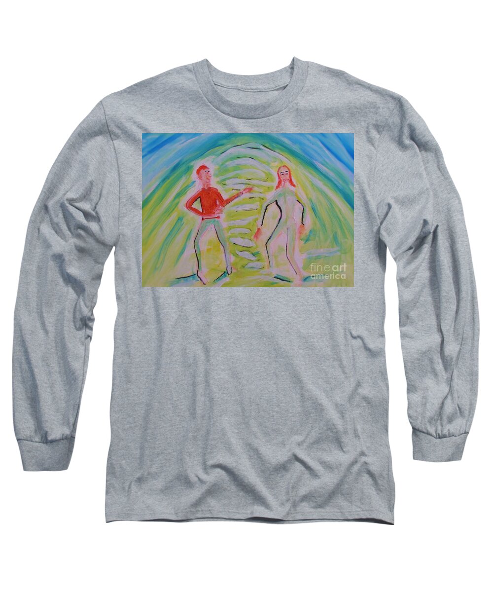 Quantum Entanglement Long Sleeve T-Shirt featuring the painting Quantum Entanglement by Stanley Morganstein
