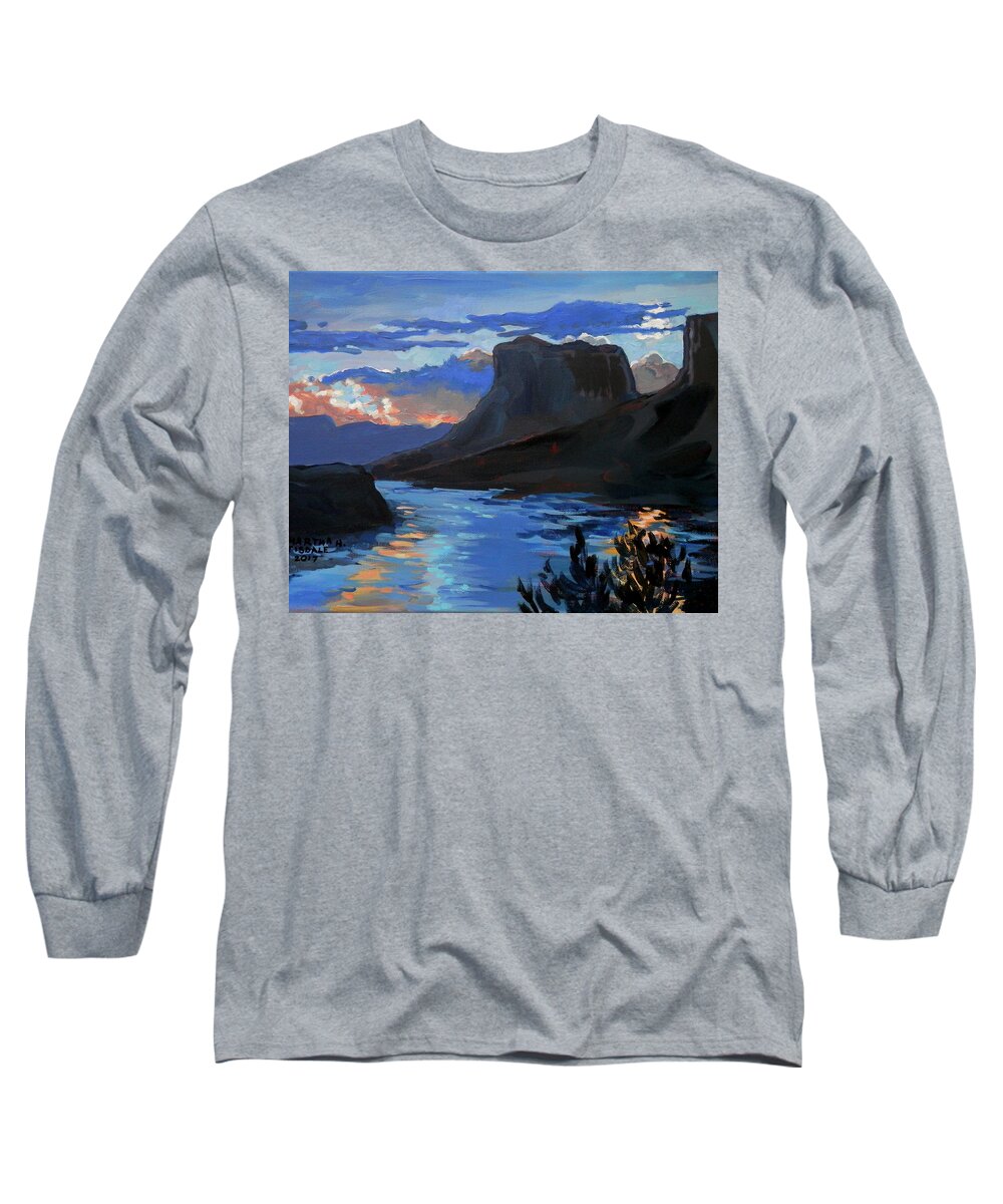 Utah Long Sleeve T-Shirt featuring the painting Red Cliffs Sunrise by Martha Tisdale