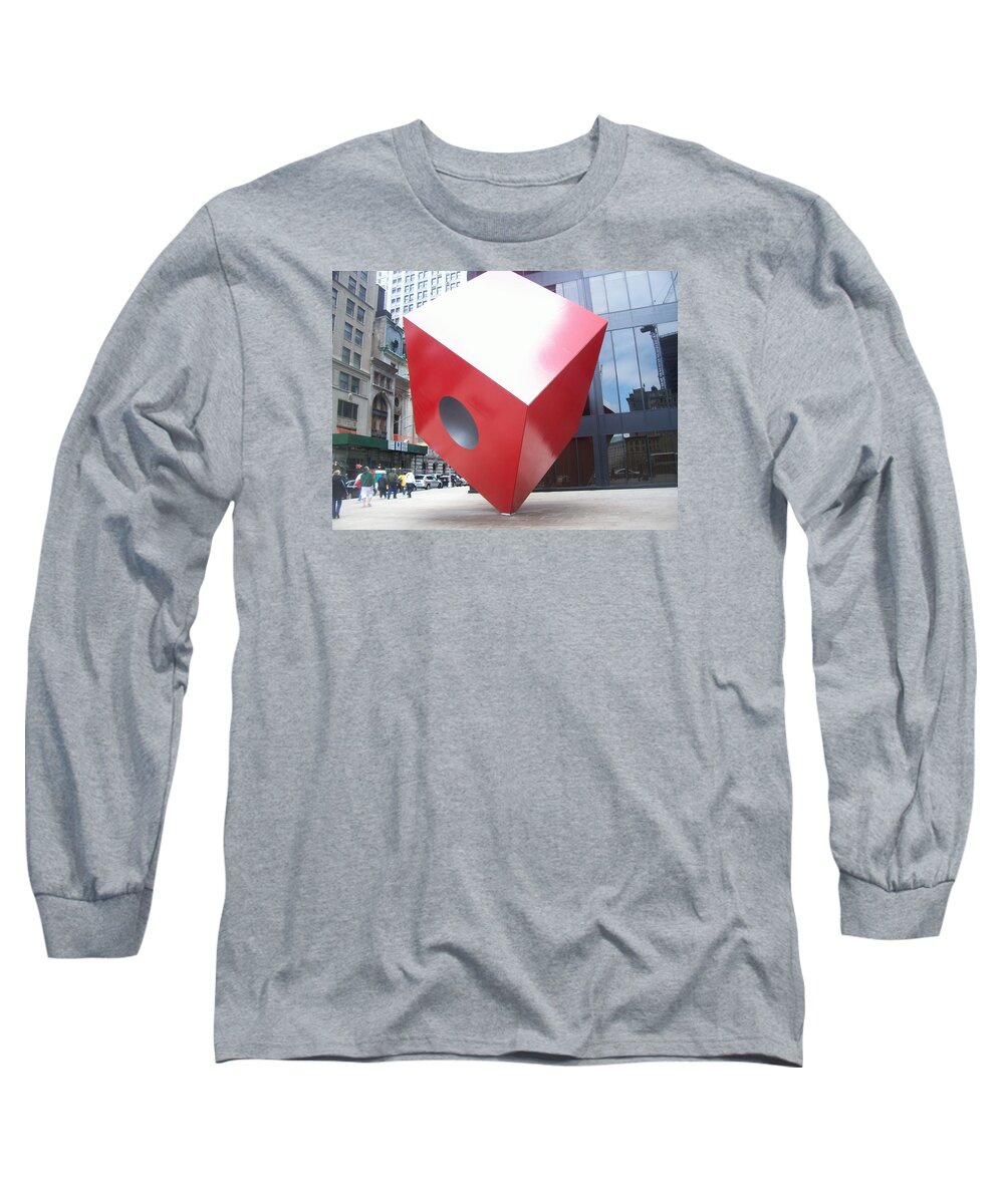 New York Long Sleeve T-Shirt featuring the photograph Red Cube by Angel Patterson