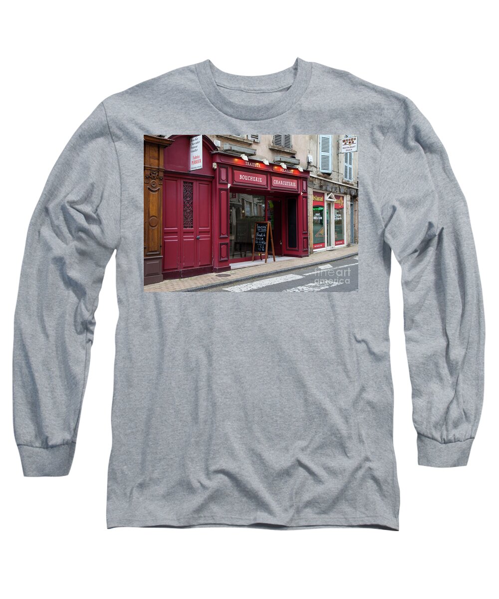Boucherie & Charcuterie Long Sleeve T-Shirt featuring the photograph Red Storefront by Timothy Johnson
