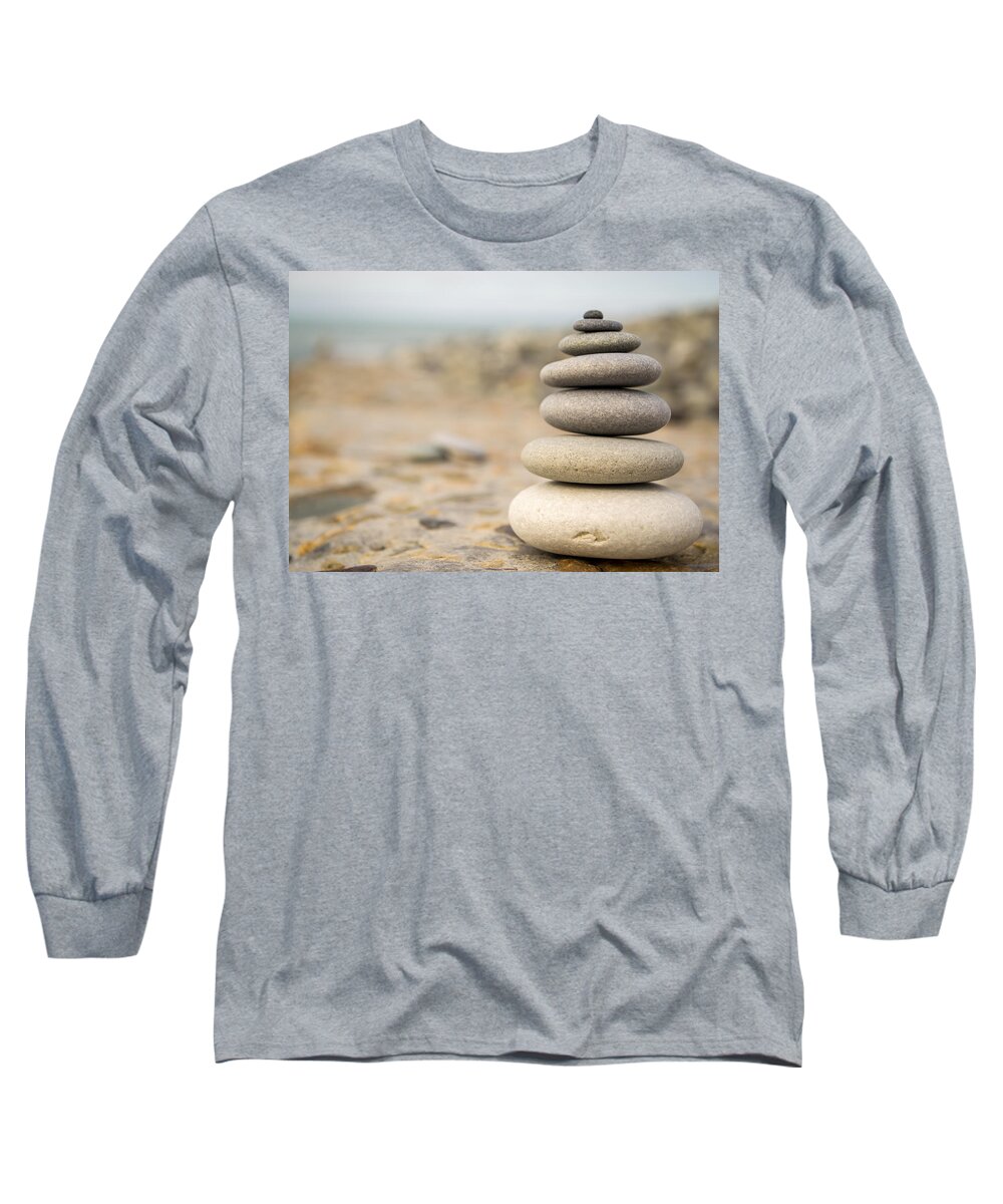Abstract Long Sleeve T-Shirt featuring the photograph Relaxation Stones by John Williams