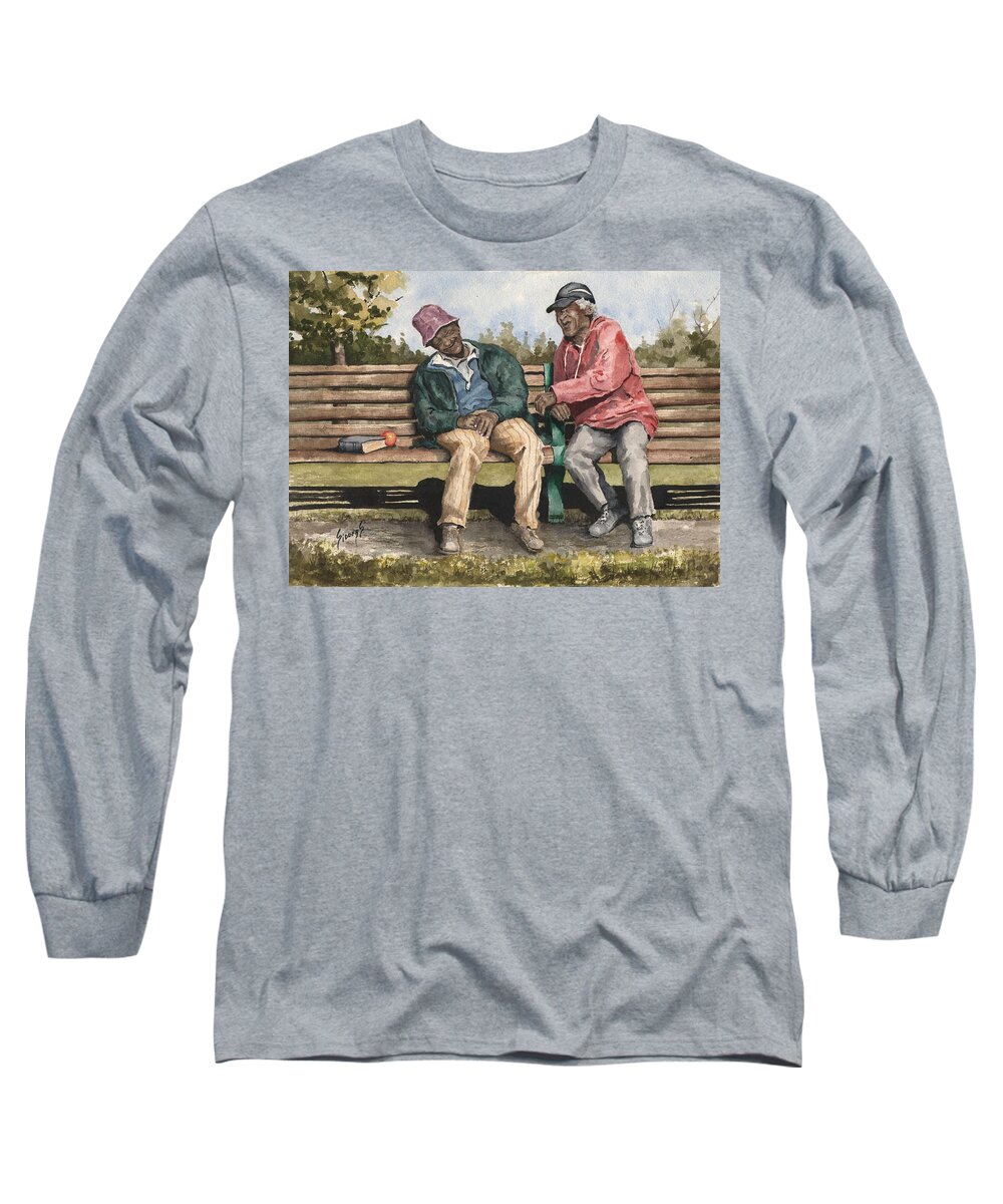 Park Long Sleeve T-Shirt featuring the painting Remembering The Good Times by Sam Sidders