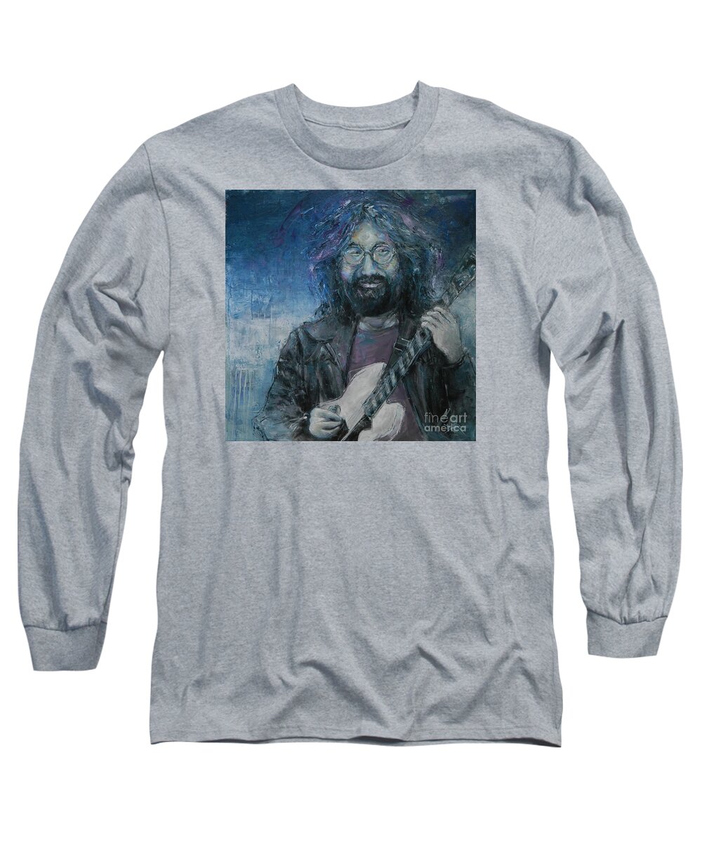 Garcia Long Sleeve T-Shirt featuring the painting Ripple in Still Water - Jerry Garcia by Dan Campbell