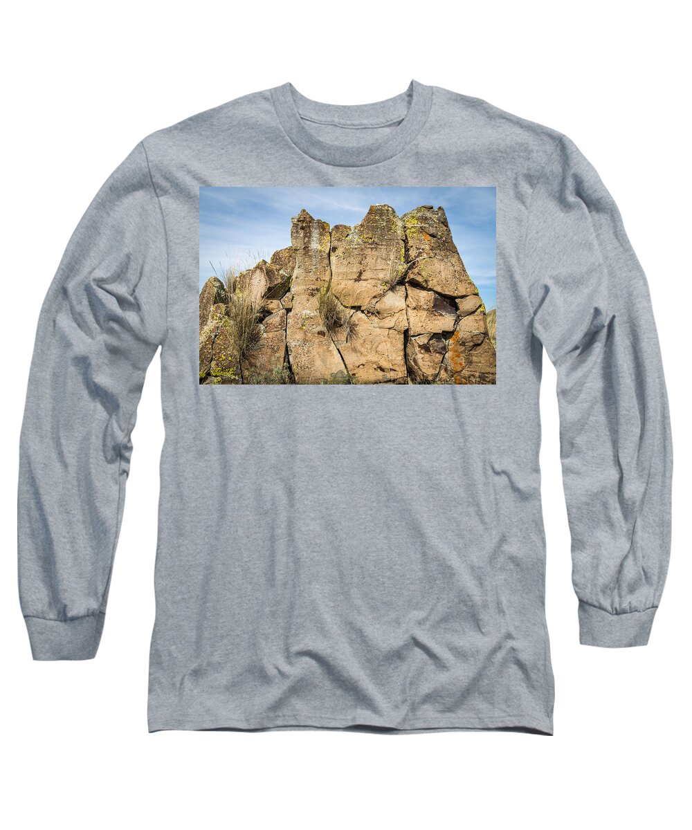 Lewiston Idaho Clarkston Washington Id Wa Lewis Clark Lc Valley Rocks Landmark Long Sleeve T-Shirt featuring the photograph Rock Bottom by Brad Stinson