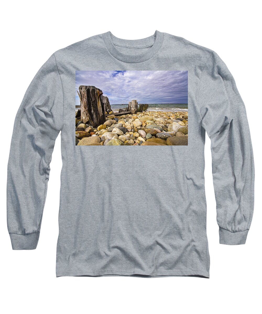 Springs Long Sleeve T-Shirt featuring the photograph Rocky Beach in Springs NY by Robert Seifert