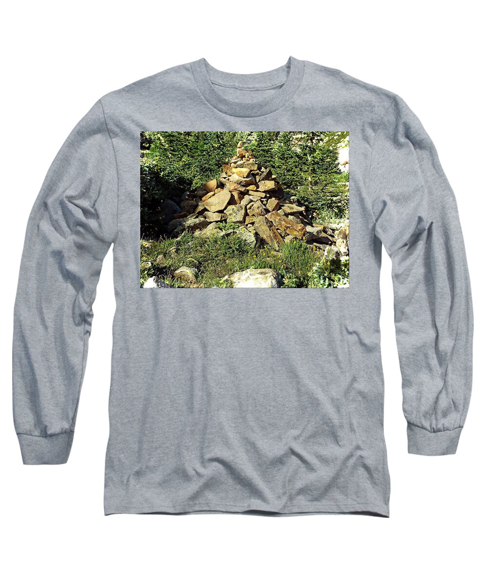 Rocky Mountains Long Sleeve T-Shirt featuring the photograph Rocky Mountain Cairn by Joseph Hendrix