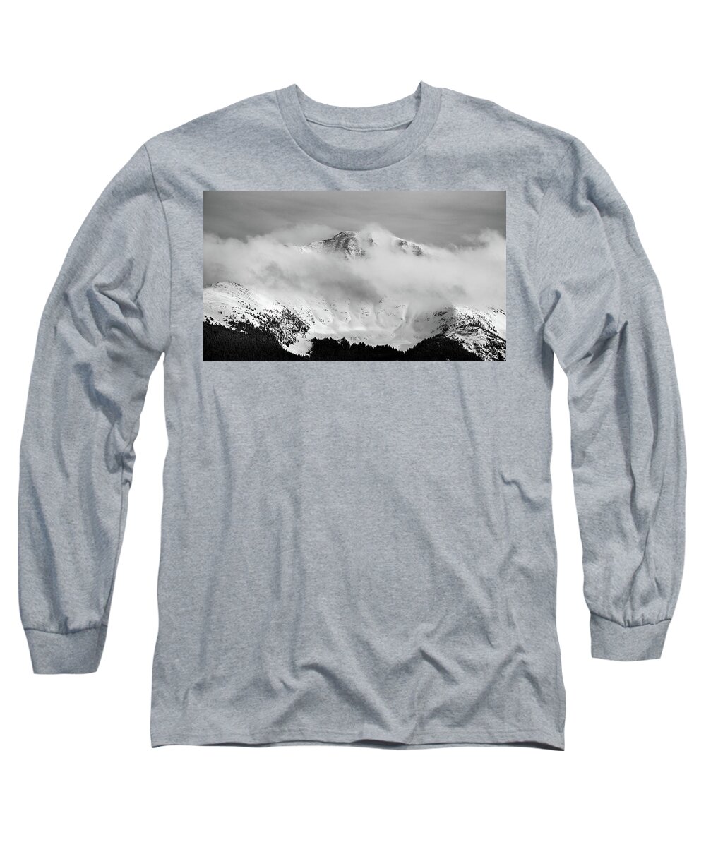 Rocky Mountains Long Sleeve T-Shirt featuring the photograph Rocky Mountain Snowy Peak by Stephen Holst