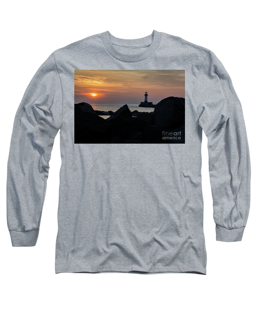 Lake Superior Long Sleeve T-Shirt featuring the photograph Rocky Sunrise by Deborah Klubertanz