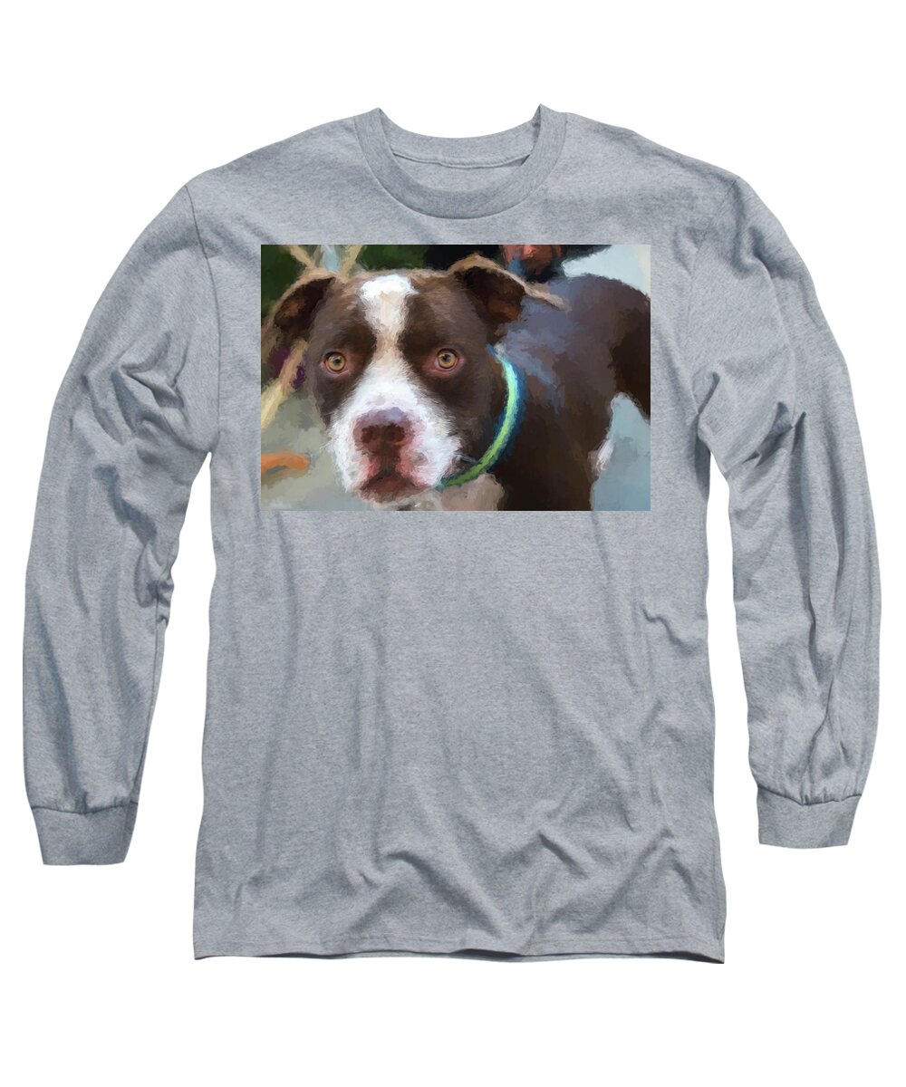 Dog Long Sleeve T-Shirt featuring the digital art Rocky the Renoir by Bill Linhares