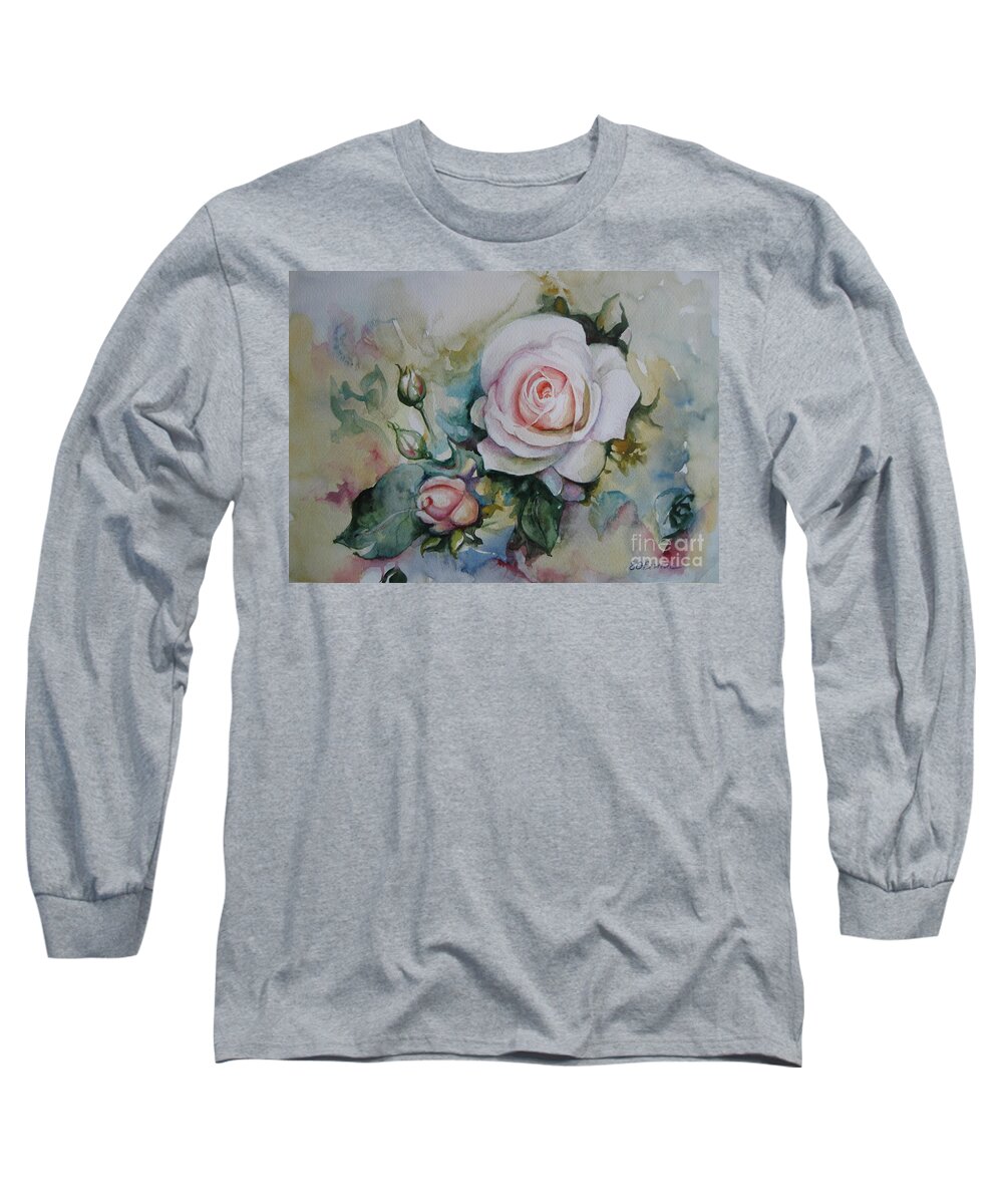 Rose Long Sleeve T-Shirt featuring the painting Roses by Elena Oleniuc