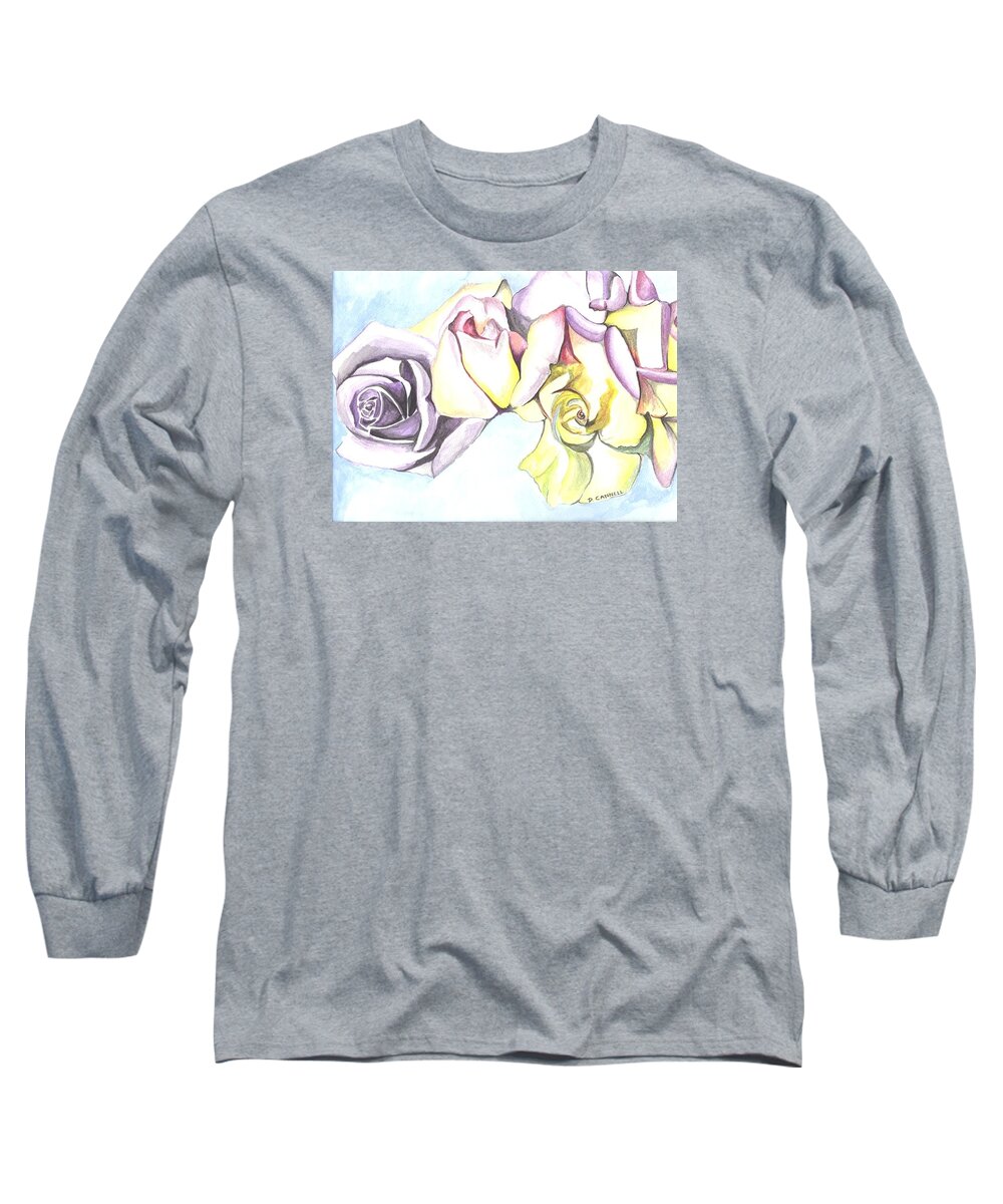 Love Long Sleeve T-Shirt featuring the painting Roses study by Darren Cannell