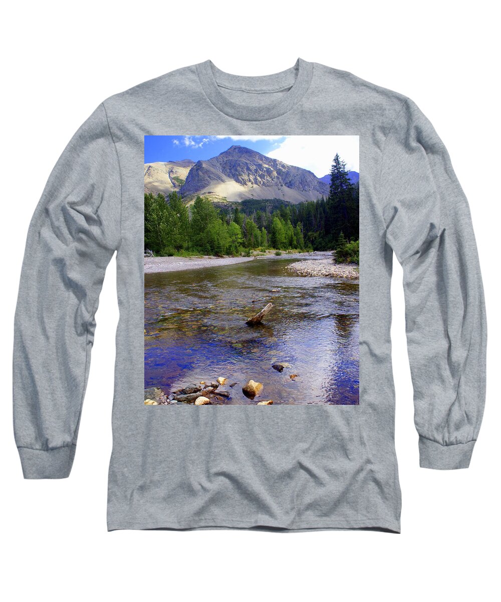 Stream Glacier National Park Long Sleeve T-Shirt featuring the photograph Running Eagle Creek Glacier National Park by Marty Koch