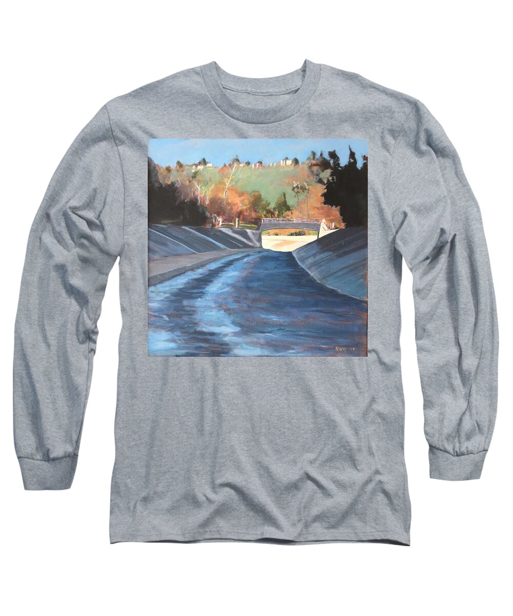 Arroyo Seco Long Sleeve T-Shirt featuring the painting Running the Arroyo, Wet by Richard Willson