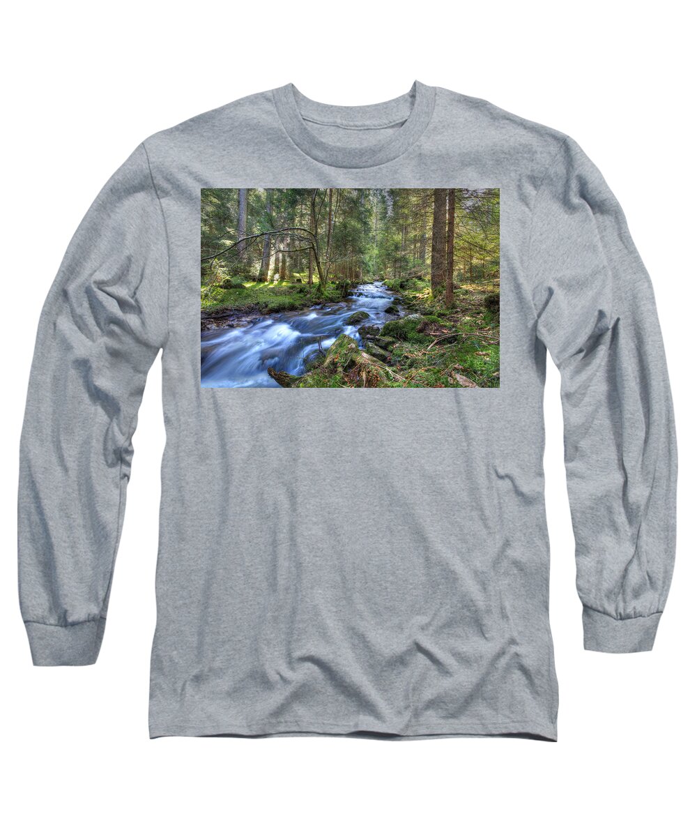 Mountain Long Sleeve T-Shirt featuring the photograph Rushing Stream by Sean Allen