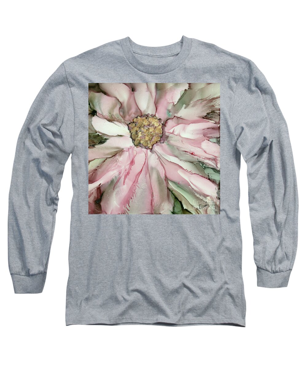Christmas Long Sleeve T-Shirt featuring the painting Sage and Pink Christmas by Eunice Warfel