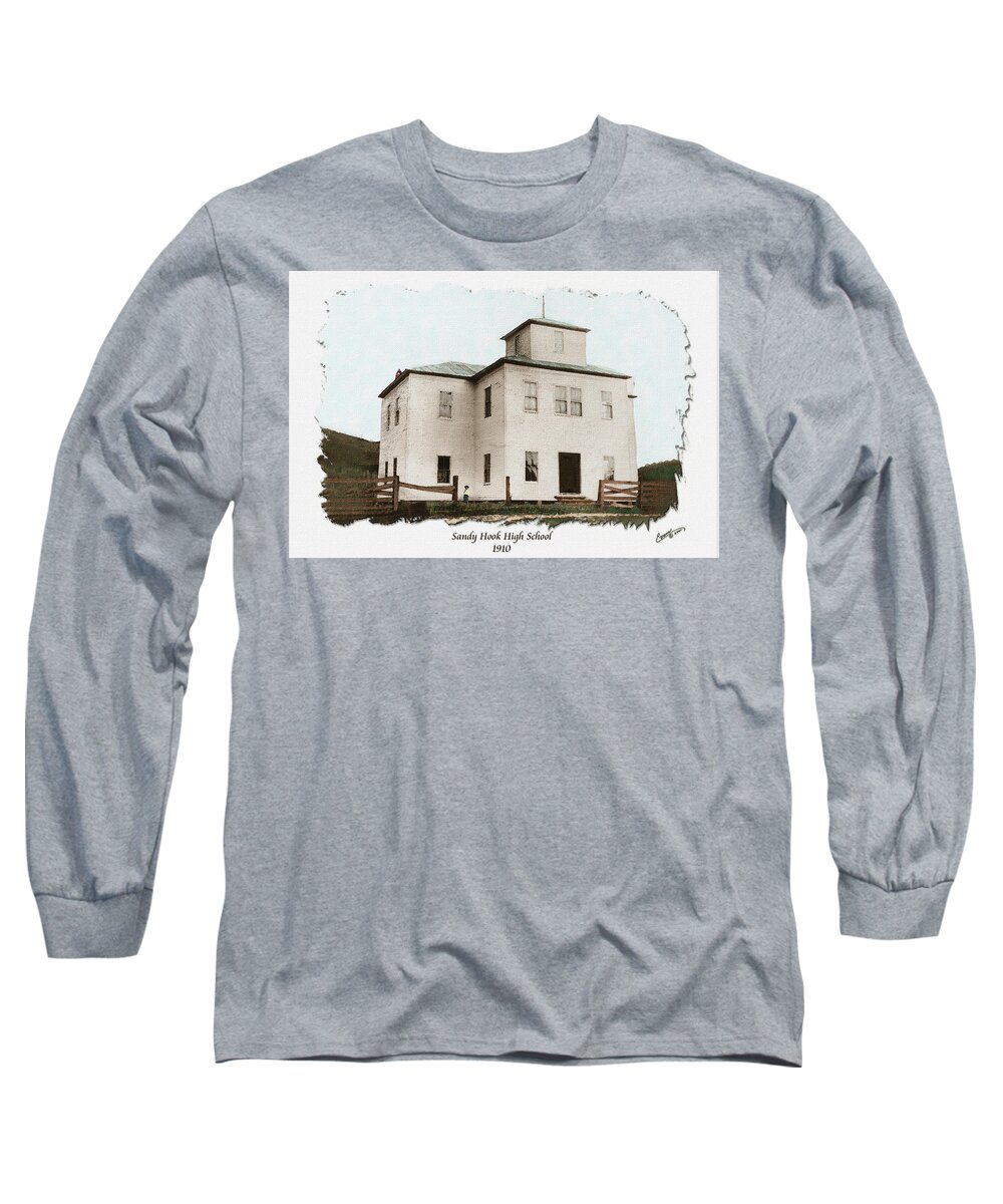 Sandy Hook High School Elliott County Kentucky Long Sleeve T-Shirt featuring the digital art Sandy Hook High School 1910 by Randall Evans