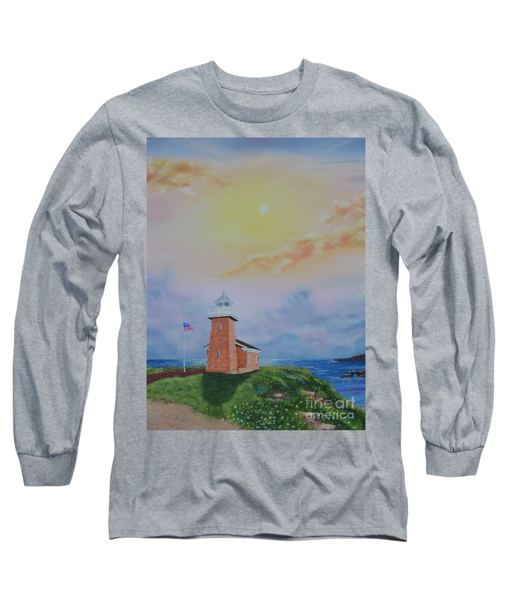 Santa Cruz Long Sleeve T-Shirt featuring the painting Santa Cruz Sunset by Mary Scott