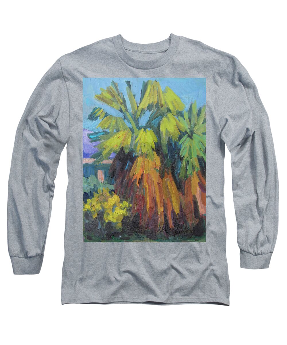Palms Long Sleeve T-Shirt featuring the painting Santa Rosa Visitors Center Palms by Diane McClary