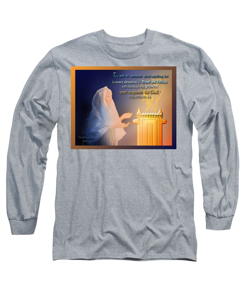 Jennifer Page Long Sleeve T-Shirt featuring the photograph Scripture Art  Watchman's Prayer by Jennifer Page