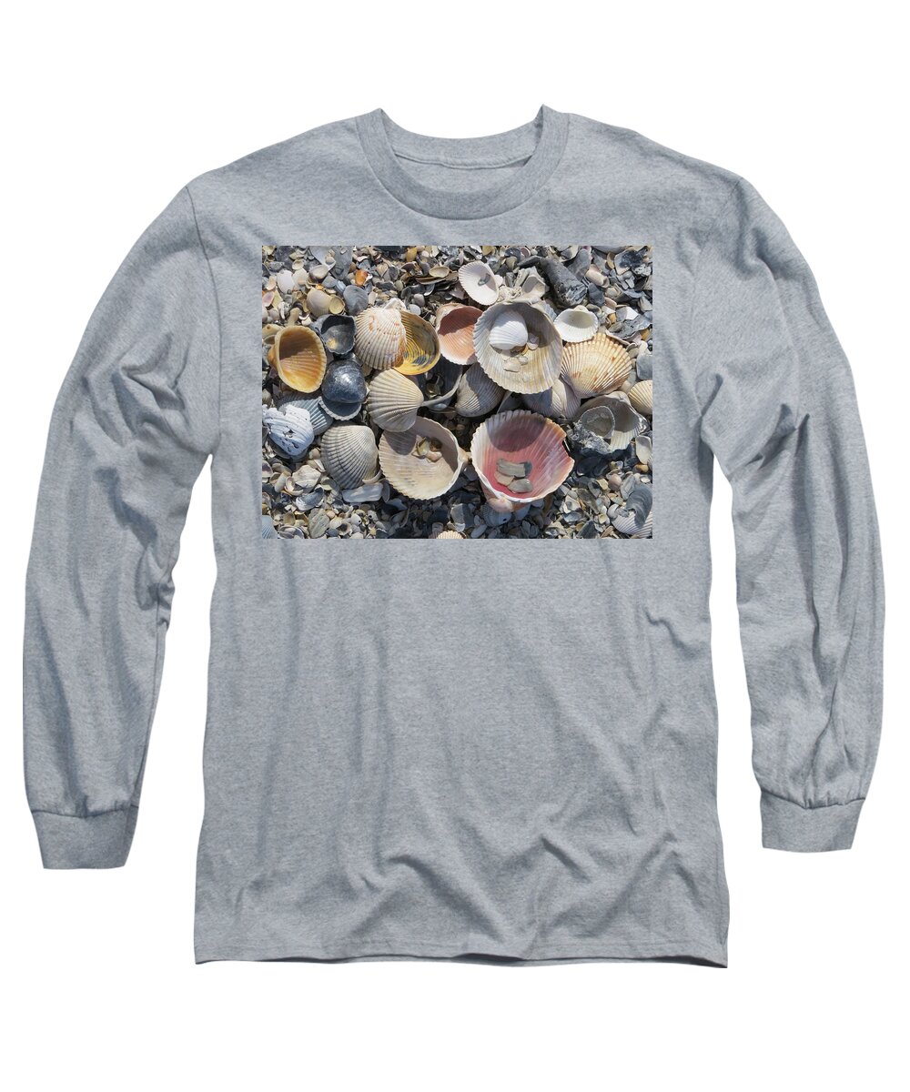 Shell Long Sleeve T-Shirt featuring the photograph Sea Shell Mozaic by Ellen Meakin