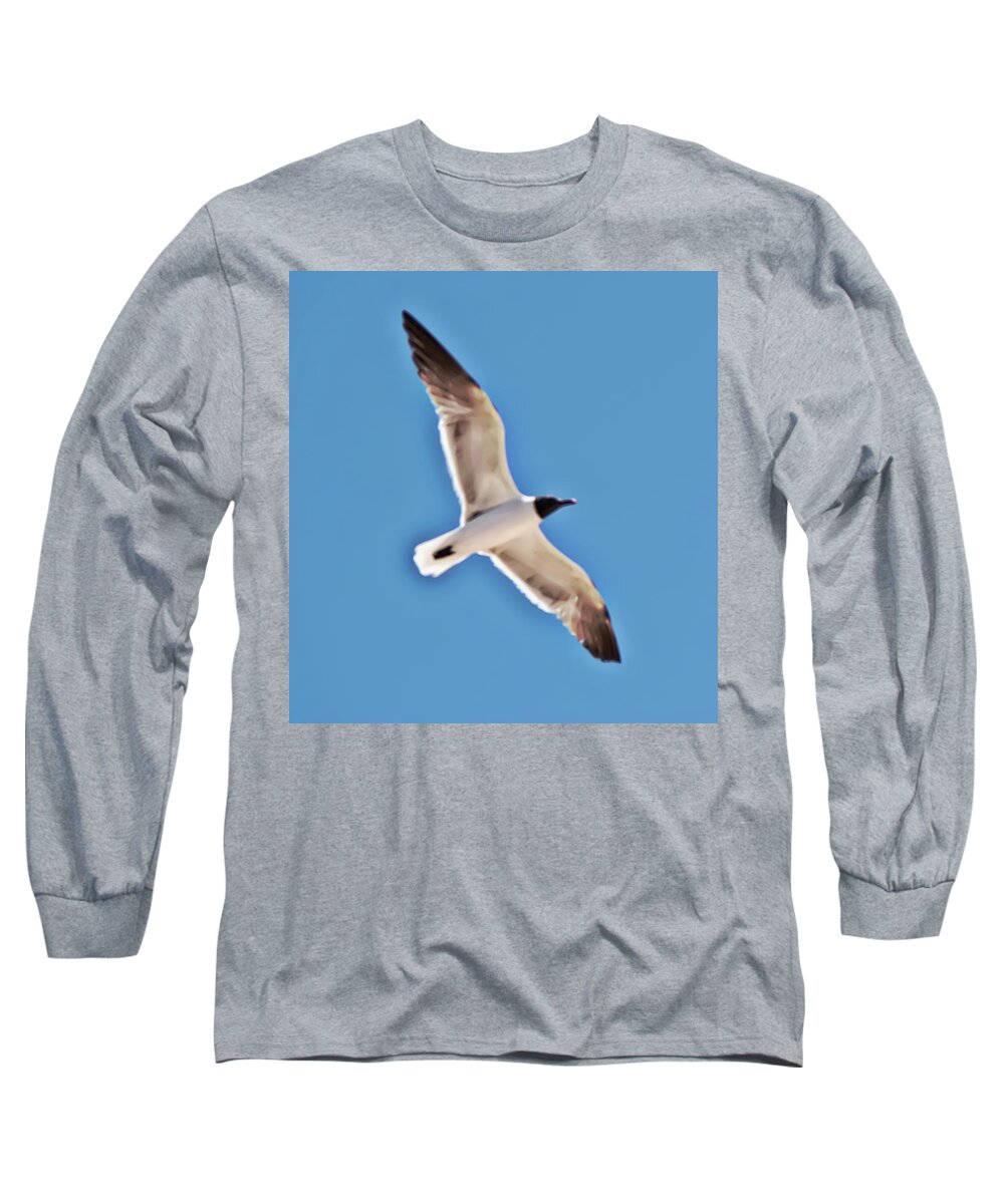 Seagull Long Sleeve T-Shirt featuring the photograph Seagull in Flight by Gina O'Brien