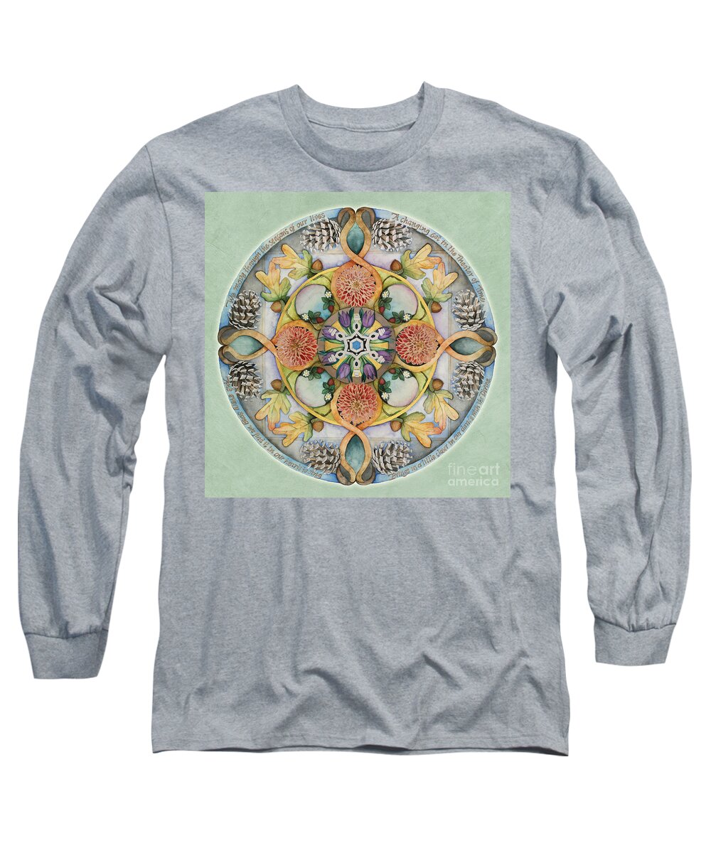 Mandala Long Sleeve T-Shirt featuring the painting Seasons Mandala by Jo Thomas Blaine