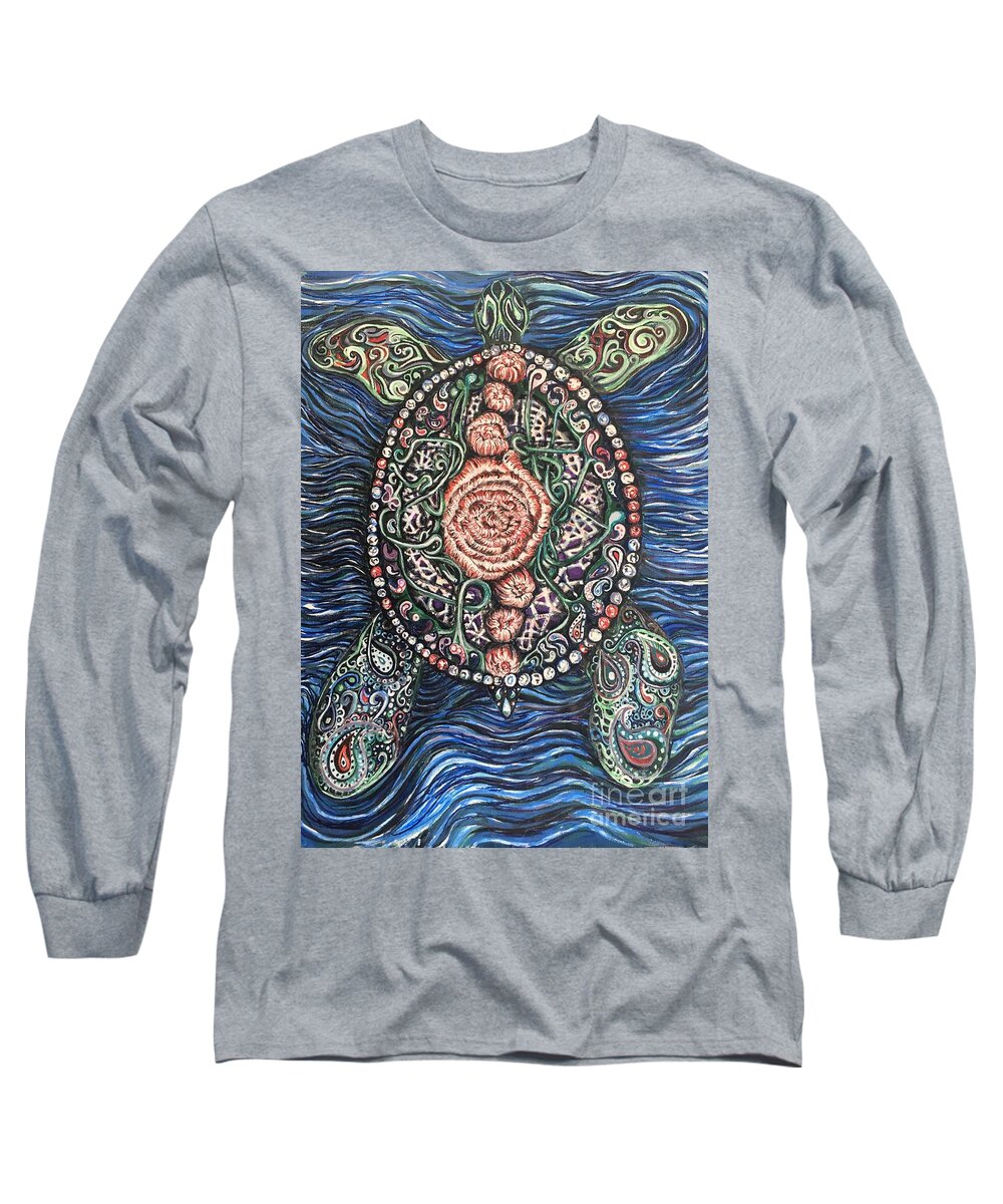 Sea Long Sleeve T-Shirt featuring the painting Self Portrait by Mastiff Studios
