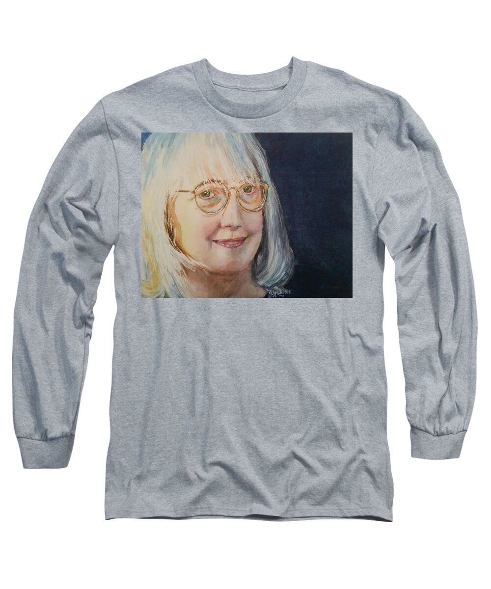 Self Portrait Long Sleeve T-Shirt featuring the painting Self-Portrait at 66 by Wendy Keeney-Kennicutt