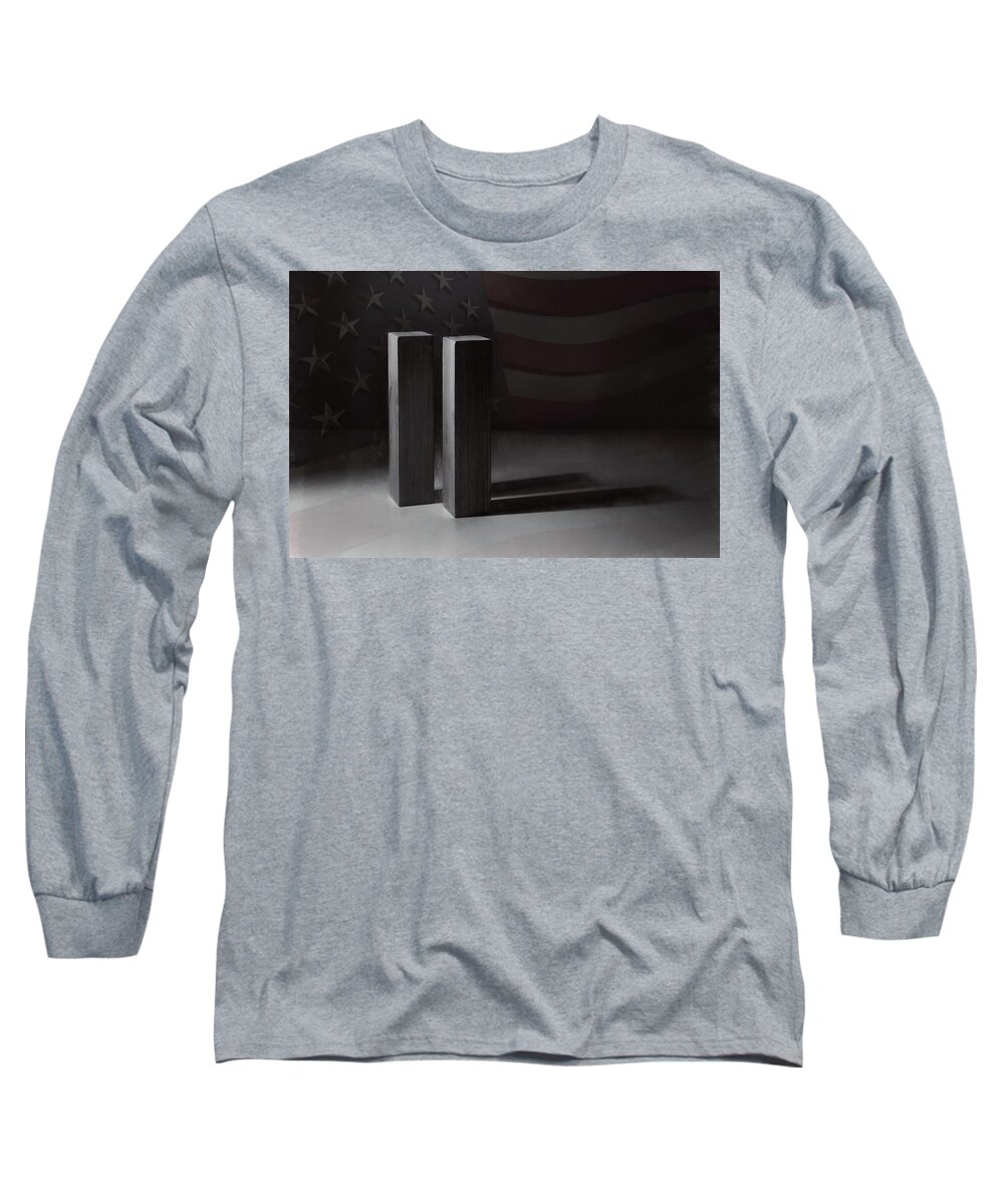 World Trade Center Long Sleeve T-Shirt featuring the photograph September 11, 2001 - Never Forget by Scott Norris