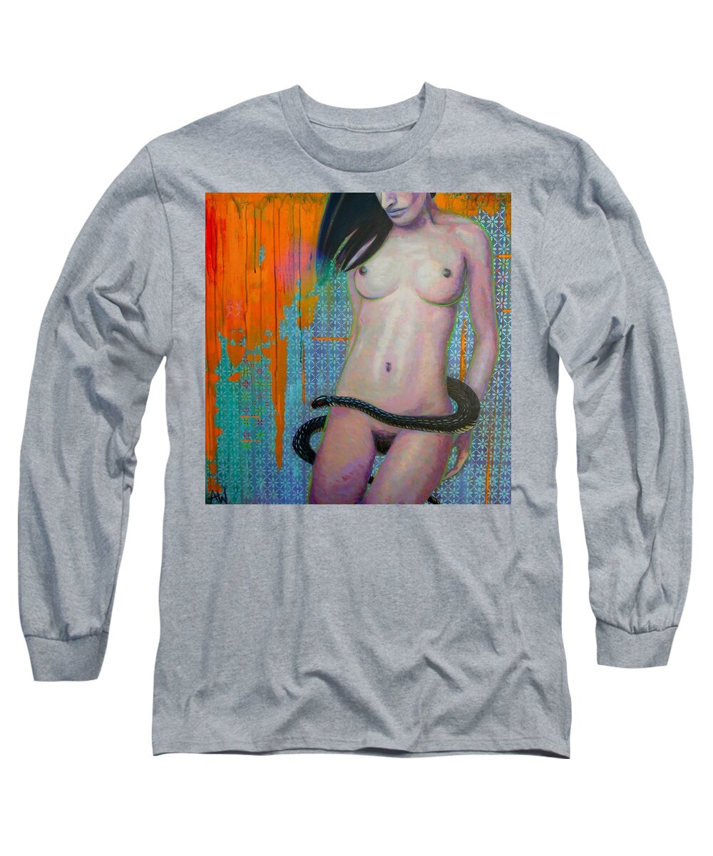 Painting Long Sleeve T-Shirt featuring the painting Serpentine by Angie Wright