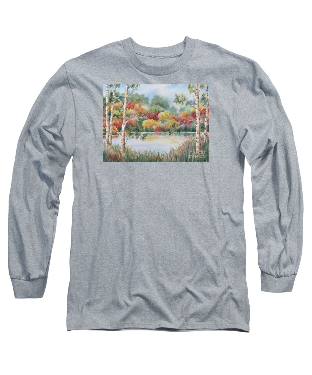 Autumn Landscape Long Sleeve T-Shirt featuring the painting Shades of Autumn by Deborah Ronglien