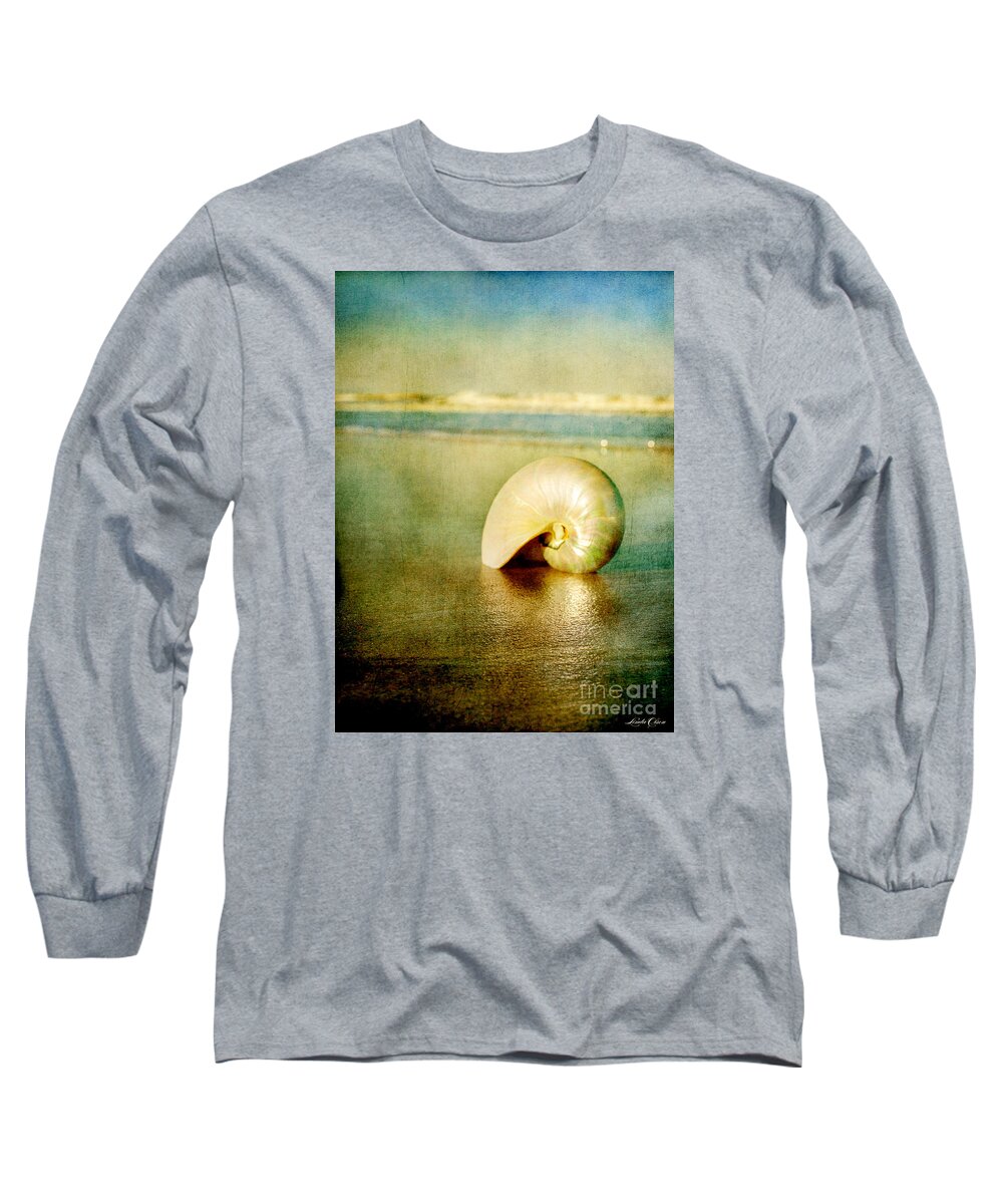 Beach Long Sleeve T-Shirt featuring the photograph Shell in Sand by Linda Olsen