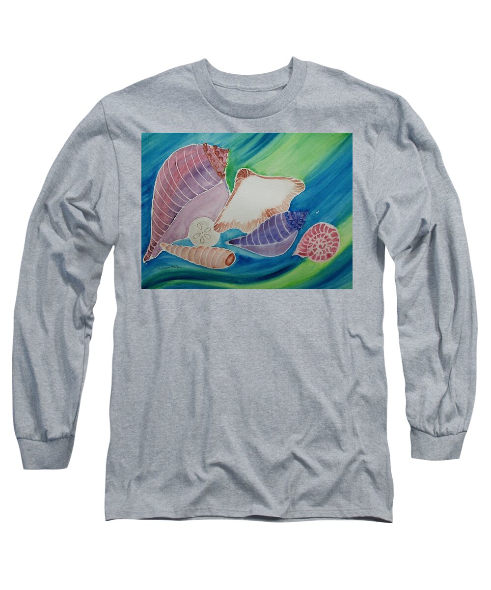 Sea Shells Long Sleeve T-Shirt featuring the painting Shell Swept by Susan Nielsen