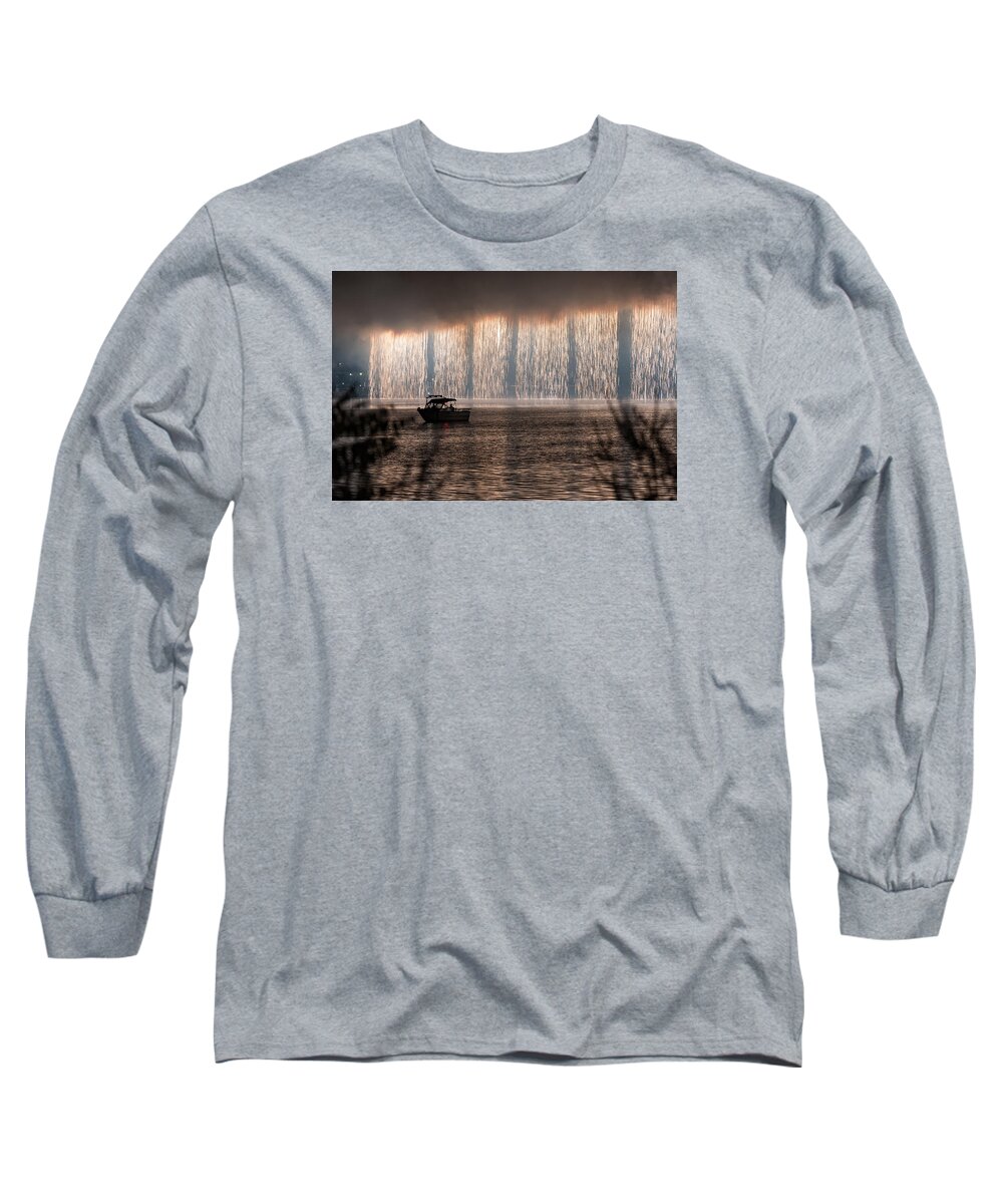 Fireworks Long Sleeve T-Shirt featuring the photograph Shower of Fireworks by Holden The Moment