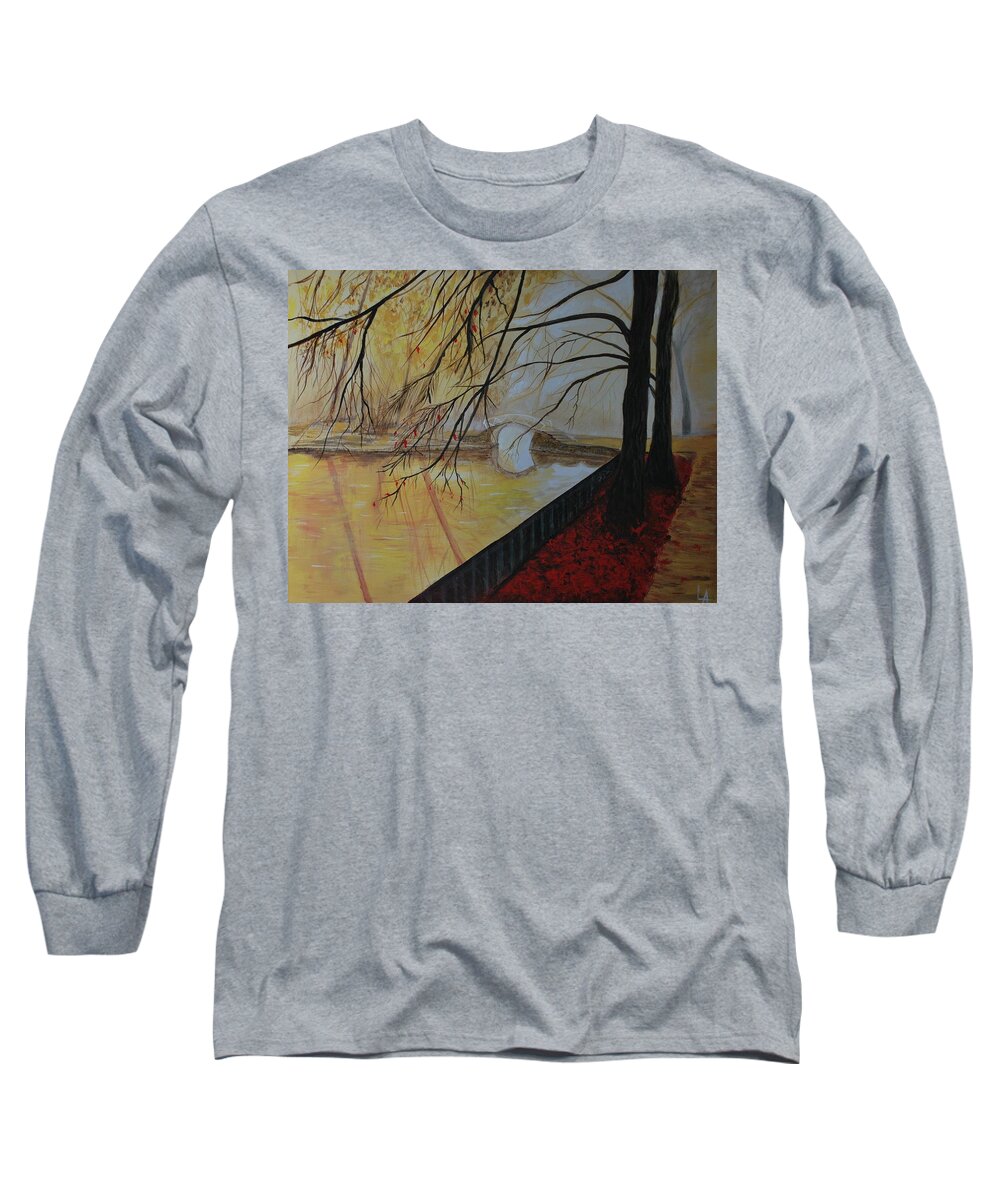 Bridge Painting Long Sleeve T-Shirt featuring the painting Silence by Leslie Allen