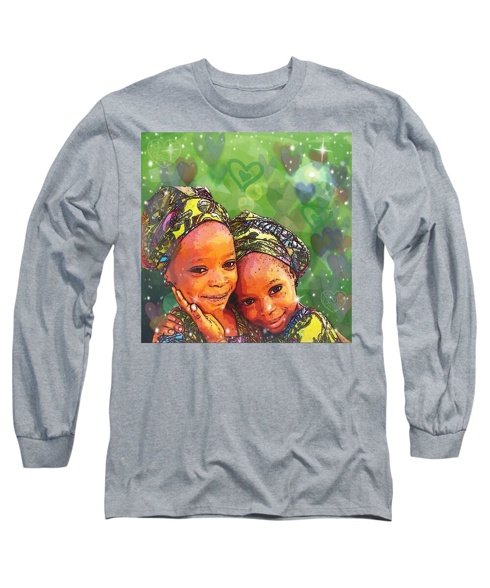 Digital Art Long Sleeve T-Shirt featuring the digital art Sisters Love by Karen Buford