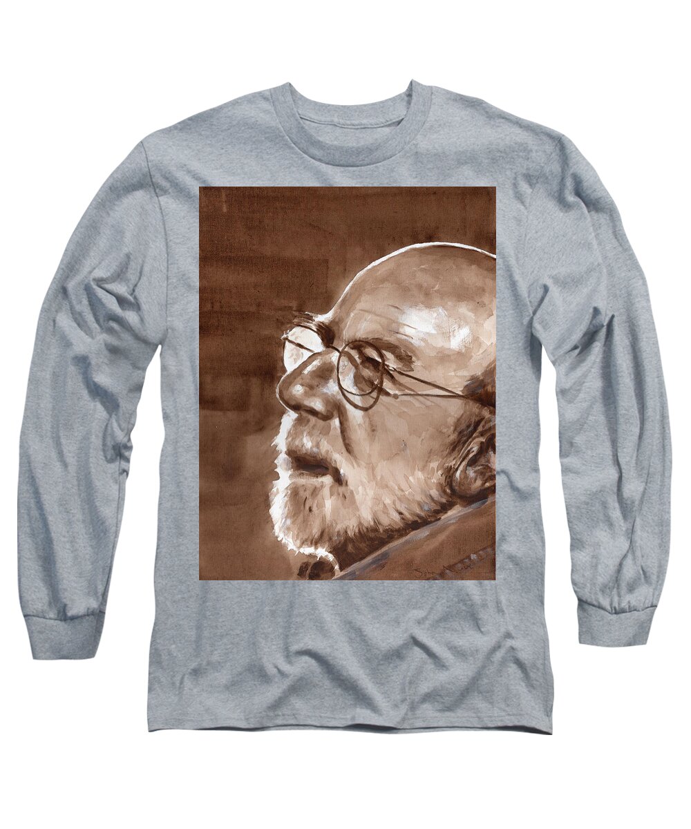 Portrait Long Sleeve T-Shirt featuring the painting Sketch of Bill by John Neeve