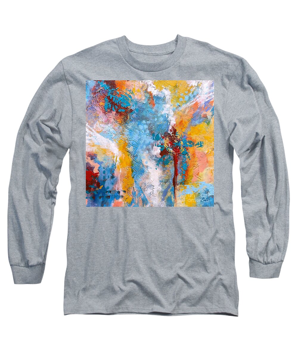 Abstract Long Sleeve T-Shirt featuring the painting Sky Marvels by Mary Mirabal