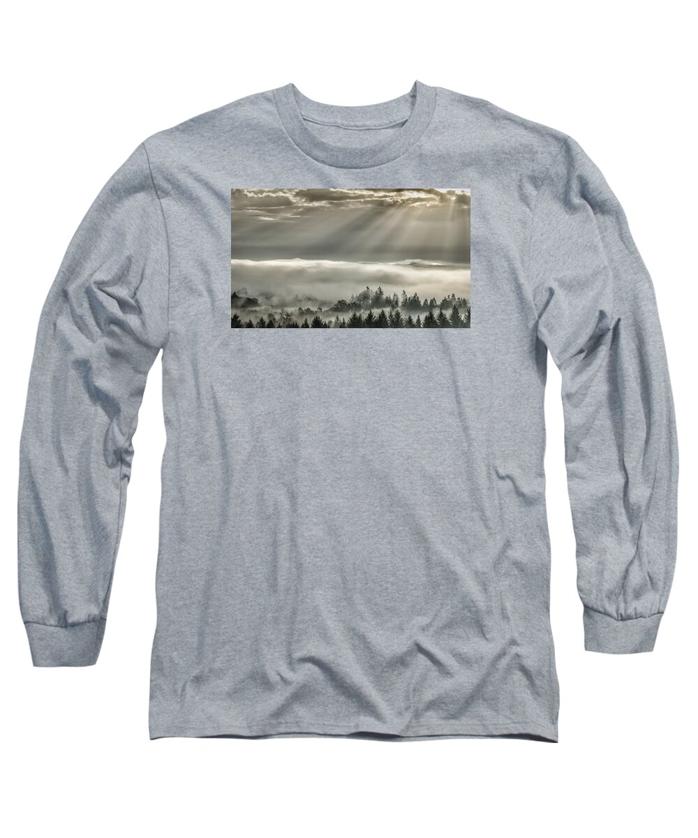 Autumn Long Sleeve T-Shirt featuring the photograph Slanting Rays by Don Schwartz