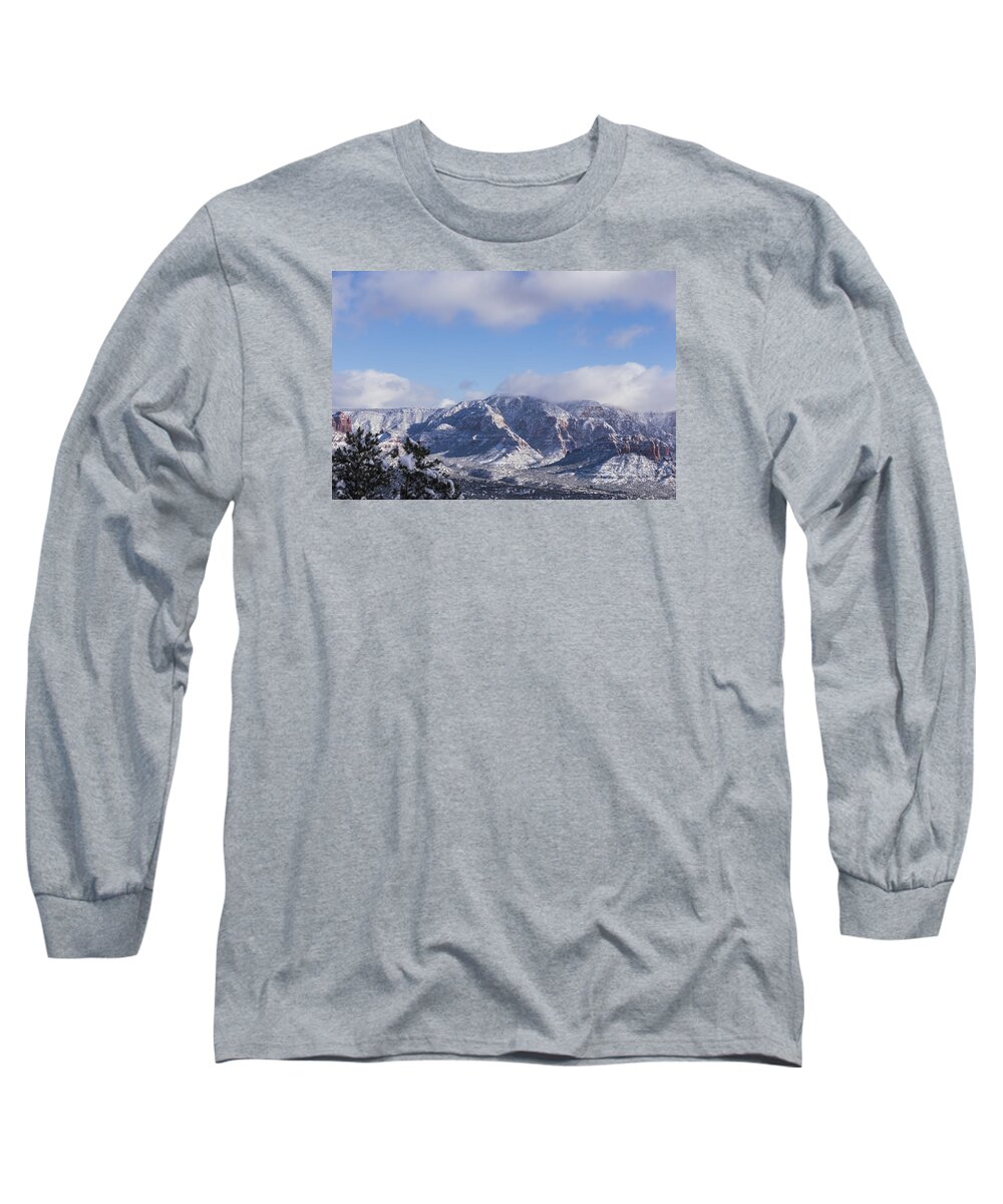 Sedona Long Sleeve T-Shirt featuring the photograph Snow Rim by Laura Pratt
