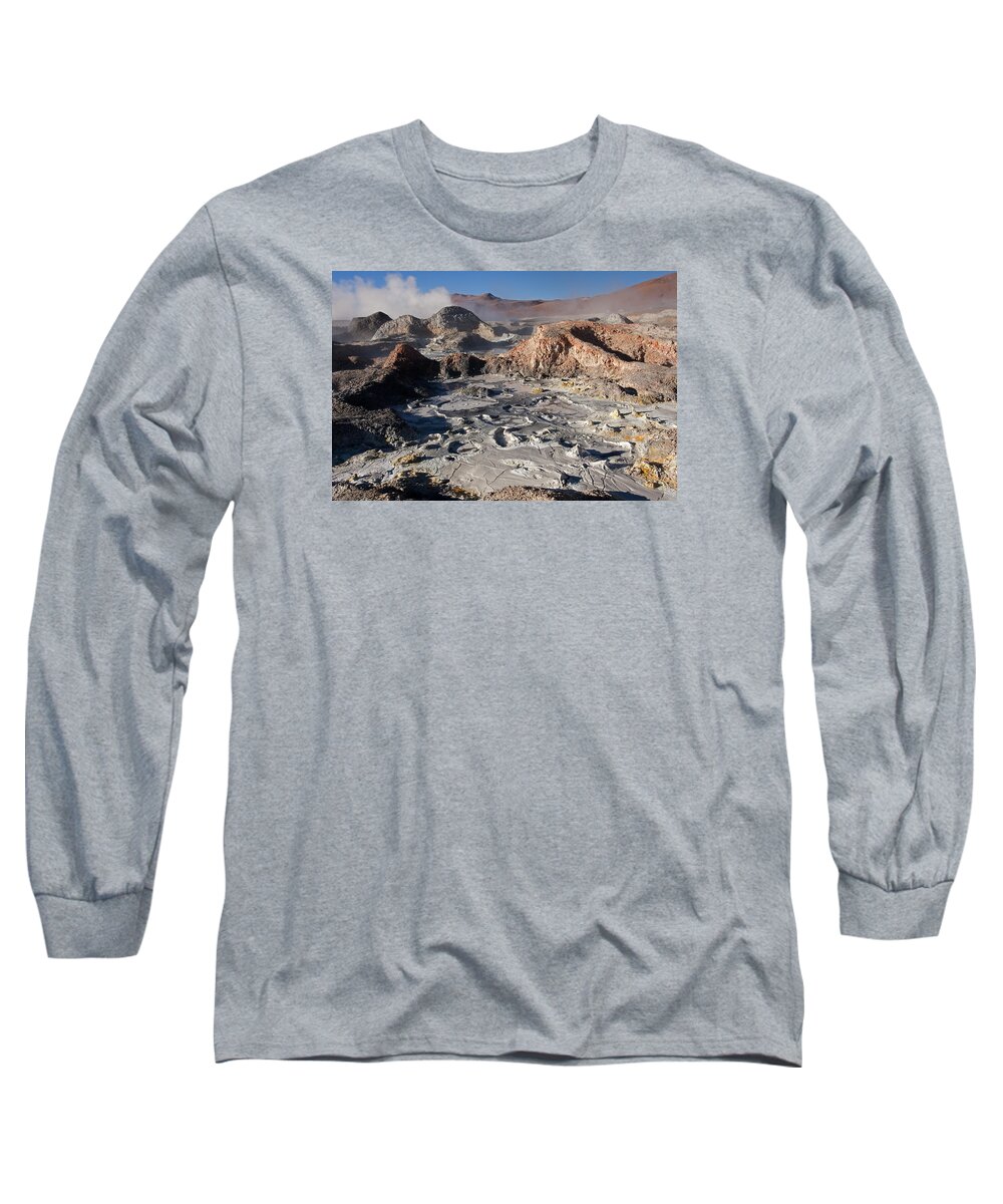 Sol De Manana Long Sleeve T-Shirt featuring the photograph Sol de Manana Geothermal Field by Aivar Mikko